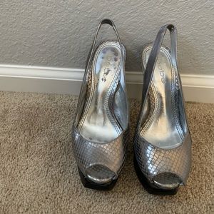 Bebe silver heels